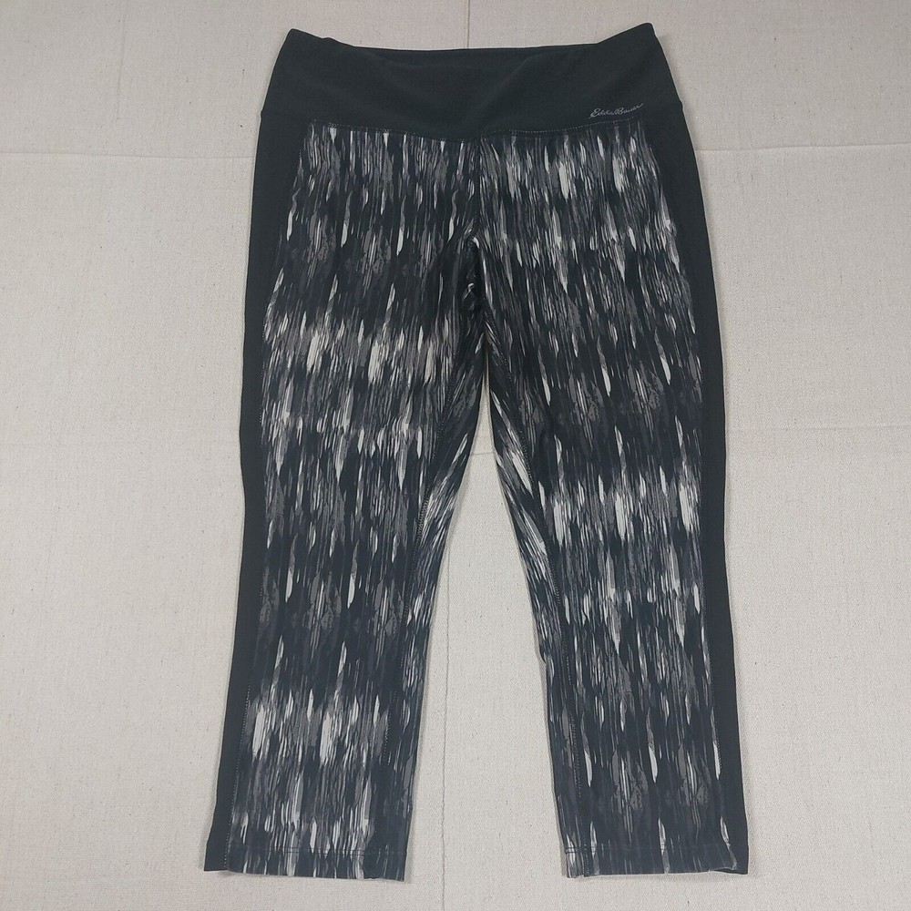 Eddie Bauer Leggings Size Medium Black White Capri Yoga Workout Casual